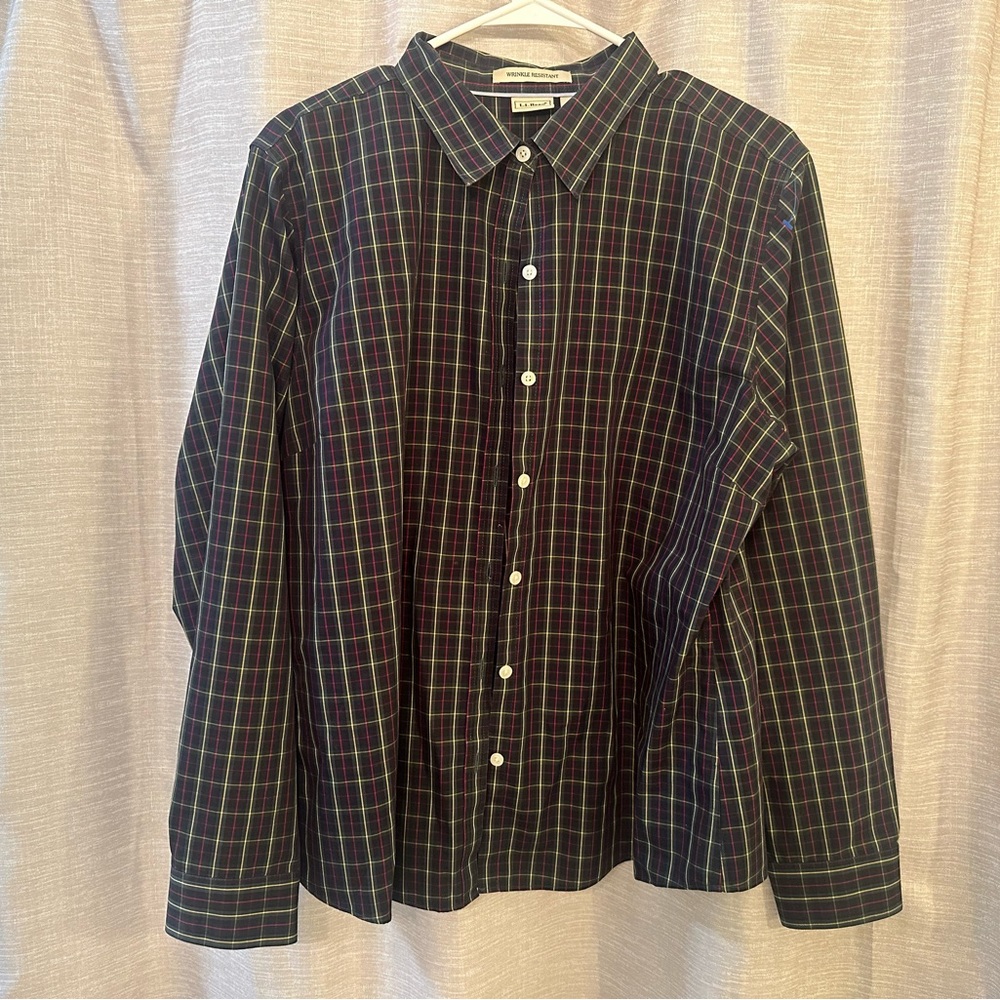 LL Bean XL Womens Long Sleeve Wrinkle Resistant Free Button Down